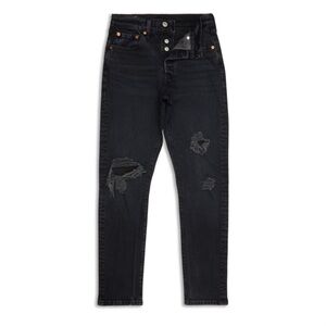 NWOT Levi’s 501 Black Distressed Straight Jeans